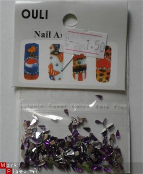 100 drup NAIL ART Paars Rhinestones Strass Steentjes Clear - 1