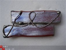 Handgemaakte Tiffany broche kleur bruin iriserend glas