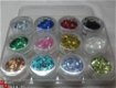 12 potjes Ruit Glitters Acryl / Gel nail art dekkend kleur - 1 - Thumbnail