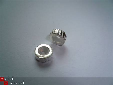 zilveren geribbelde stoppers met siliconenkern (p.stuk) - 1