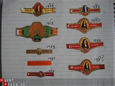 9 Willem II sigarenbandjes vermeld met nr in een koop / los