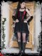 Gotiek korset top uit bordeauxrood en zwart velours - 1 - Thumbnail