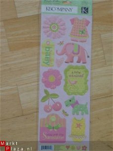 K&Company embossed stickers small wonders girl