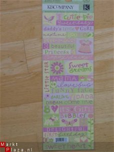 K&Company embossed stickers small wonders girl words