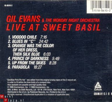 cd - Gil EVANS & the M.N.O. - Live at Sweet Basil - 1