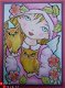 Blancokaart nr. 46: Sweet pea meisje met uiltjes rose - 1 - Thumbnail