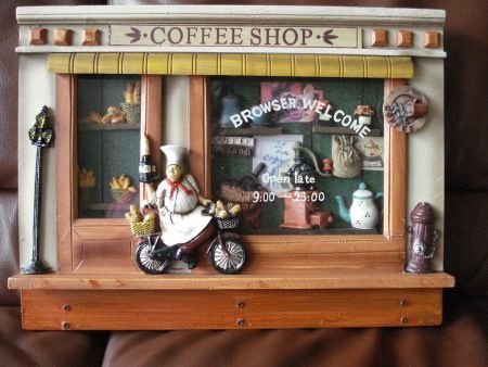 Nostalgisch 3 D paneeltje coffeeshop met bakker voor de deur - 1