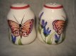 peper en zoutstel vlinder handbeschilderd aardewerk - 1 - Thumbnail