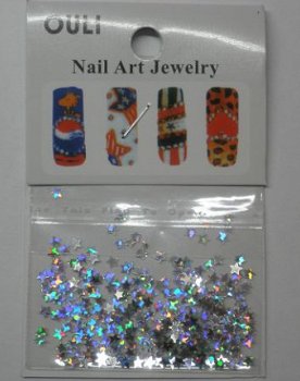 ZILVER STER nail art shapes Strass sterretje nagel Gel Acryl - 1