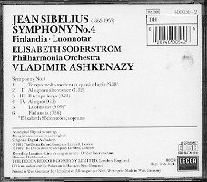 cd - SIBELIUS - Symphony No. 4 - Vladimir Ashenazy