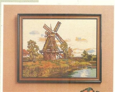 borduurpatroon 6103 schilderij hollands tafereel, molen - 1