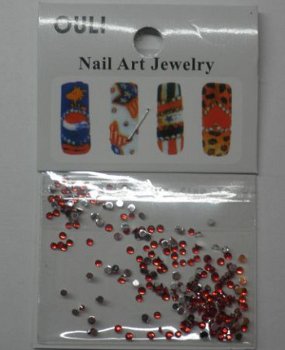 200 1mm NAIL ART ROOD RED Rhinestones Strass Steentjes - 1