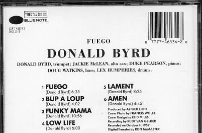 cd - Donald BYRD - Fuego (with Jackie McLean) - 1