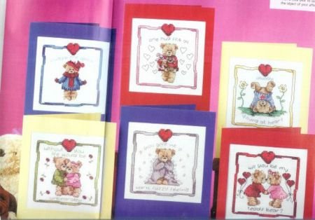 borduurpatroon lovable bears, 6 cards - 1
