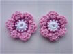 ** 2 gehaakte bloemetjes Glitterline (roze/wit) - 0 - Thumbnail