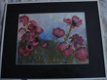 aquarel van rode bloemen zwart passepartout in wissellijst - 1 - Thumbnail