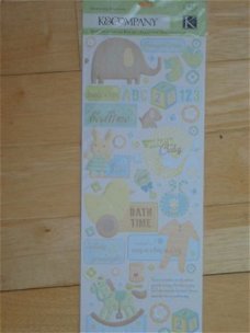 K&Company embossed stickers butterbean word&icons