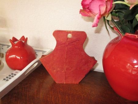 ** Houten koffiefilter zakjes houder rood beschildering ** - 1