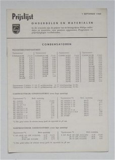 [1960] Onderdelen en materialen prijslijst, Philips