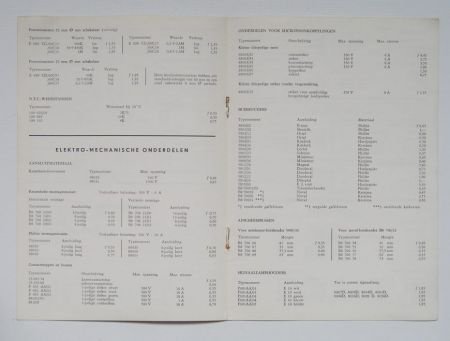 [1960] Onderdelen en materialen prijslijst, Philips - 2