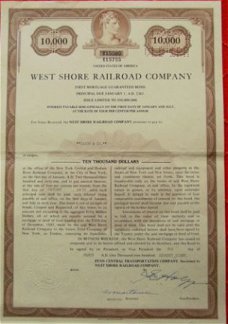 Obligatie West Shore Rail Road Company 10000 dollar