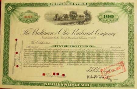 Aandeel Baltimore Ohio Railroad Company 100 shares - 1