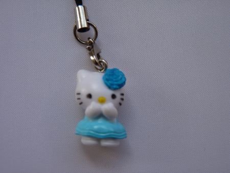 ** Telefoonhanger Hello Kitty met bloem (blauw) - nr. 1