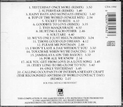 cd - the CARPENTERS - Only Yesterday - (Greatest Hits) - 1