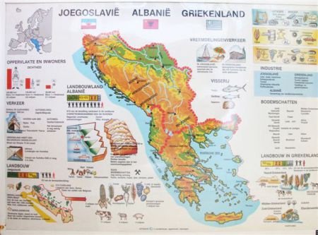 Wandkaart Joegoslavie Albanie Griekenland - 1