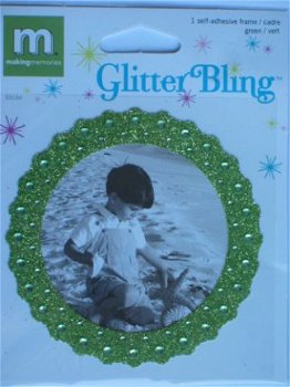 making memories glitter bling round frame green - 1
