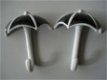 2 porseleinen ophanghaken parapluutje zw/wit gerold porzella - 1 - Thumbnail