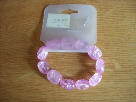 armband met roze glaskralen - 1