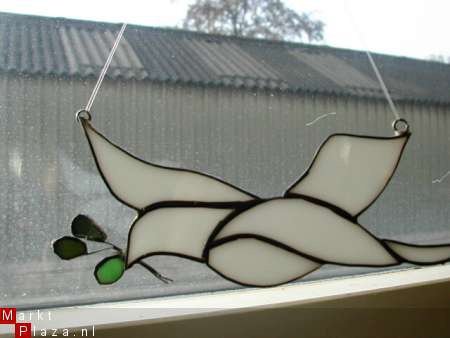 handgemaakte vredesduif tiffany glas wit 15 x 5,5 cm - 1