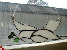 handgemaakte vredesduif tiffany glas wit 15 x 5,5 cm