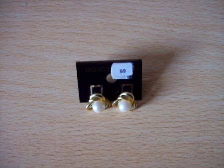 oorbellen goudkleurig met parel (B) - 1