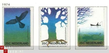 NVPH NR 1043/1045 natuur en milieu zegels 1974 los - 1