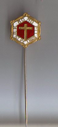Emaille speldje R.K. Bond PTT St. Petrus - nr. 1