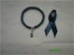 royal blauw parel armbandje met dark blue ribben + ME lintje - 4 - Thumbnail