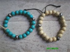 kralen armbanden turqoise of wit mala model