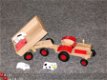 Tractor met Kiepwagen en dieren. van hout. - 1 - Thumbnail