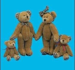 4 mini knuffelberen/ teddyberen/ berenfamilie - nr. 1