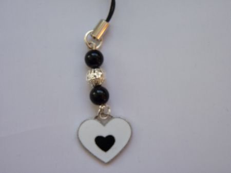 ** Telefoonhanger HEART (wit/zwart) - nr. 1