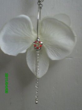 witte bloemoorbel orchidee met glitterster mooi voor bruid - 1