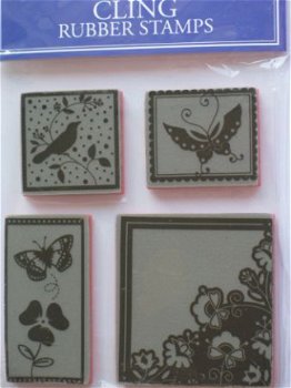 stampabilities cling rubber stamps floral butterflies - 1