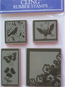 stampabilities cling rubber stamps floral butterflies