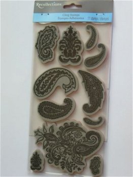 recollections rubber stamp flourishes/paisley - 1