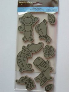 recollections rubber stamp monkey krokodile