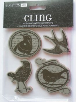 hampton art rubber cling stamp birds - 1