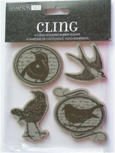 hampton art rubber cling stamp birds