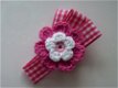 ** Gehaakte bloemenbroche (fuchsia) - 0 - Thumbnail